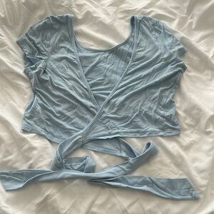 Charlotte Russe pastel blue cropped wrapped around crop tank top